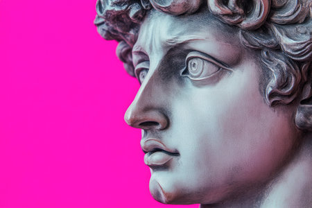 Classic Sculpture Close-Up Enhanced by Pastel Magentaの素材