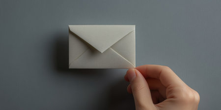 Close-Up View of Hand Interacting with Email Icon Buttonの素材