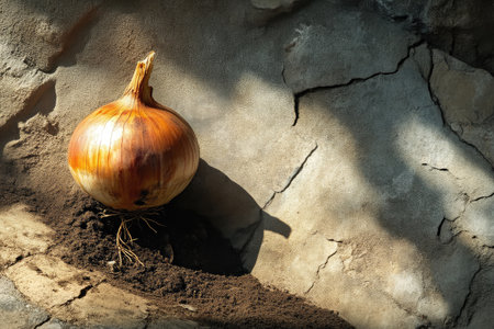 Nature's Awakening: Detailed View of Growing Onionsの素材