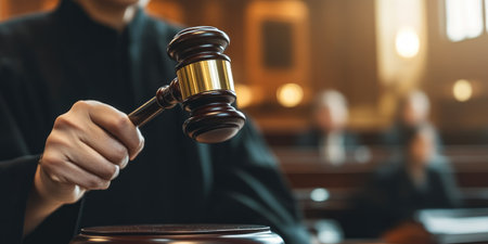 Courtroom Proceedings: Judge's Gavel Marks the Momentの素材