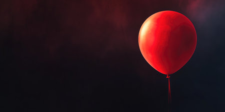 A Bold Red Balloon Floating in Darknessの素材