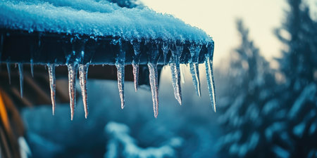 Frozen Icicles Shimmering in the Soft Winter Sunlightの素材