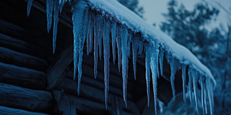 Close-Up of Icicles in a Winter Landscapeの素材
