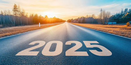 Road to 2025 symbolizing new goalsの素材
