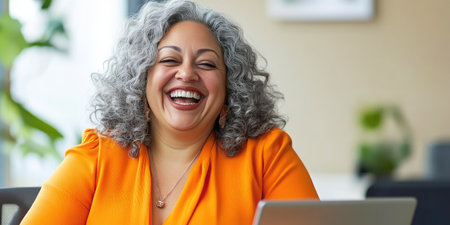 Diverse Woman Finding Joy in Her Workの素材