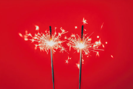 Dazzling Sparklers Lighting Up the Nightの素材