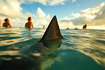 Close-Up View of Shark Fin and Wavesの素材