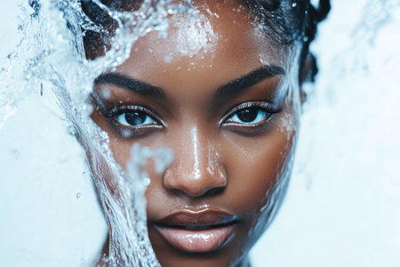 Refreshing Splash of Water on Dark Skinの素材