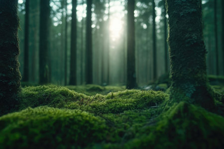 A Closer Look at the Beauty of Forest Moss Growthの素材