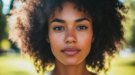 Determined Outdoor Portrait of a Woman in Natureの素材