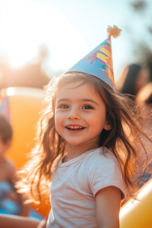 A Joyful Child in a Bouncy Castleの素材