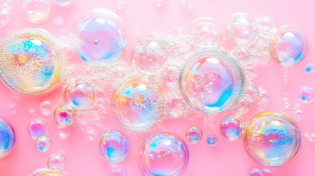 Reflective Bubbles on a Pastel Pink Stageの素材