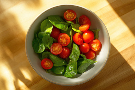 Healthy Salad Ingredients with Sunlight Shadowsの素材