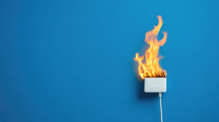 Close-Up of Phone Charger Catching Fireの素材