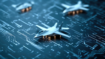 Advanced Fighter Jets Simulated on Holographic Interfaceの素材