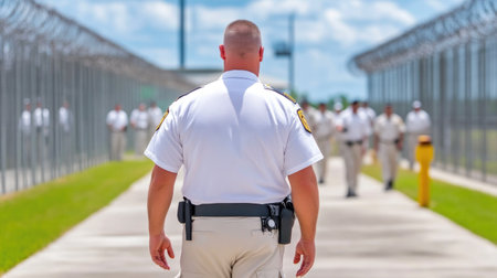 Surveillance by Prison Guard in Correctional Facilityの素材