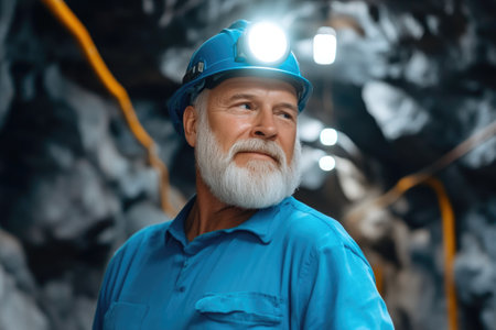 Solitary Gold Miner in Dark Caveの素材