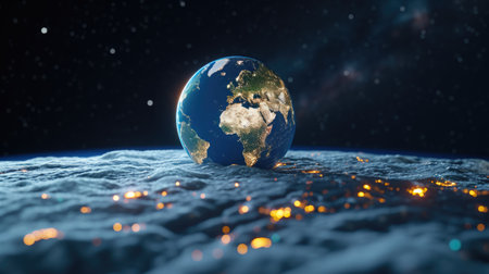 Earth Glowing at Night From Moonの素材