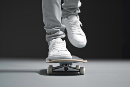 Skateboarding Precision Captured Mid-Trick Landingの素材