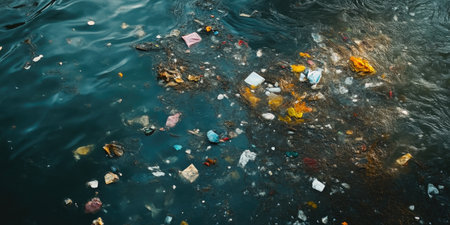 Close-up of Litter and Pollution in the Oceanの素材