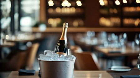 Luxury Celebration with Champagne Bottle in Ice Bucketの素材