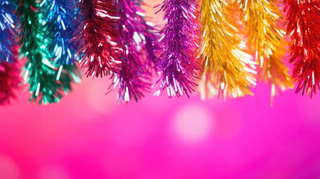 Vibrant Shiny Birthday Banner with Foil Tinselの素材