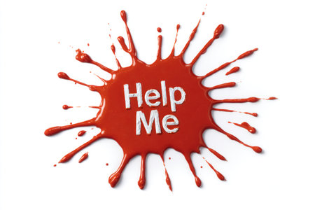 "Help Me" Text Written in Red Splashの素材