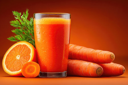 Fresh Carrot Juice with Carrots and Orangeの素材