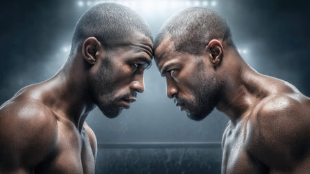 Fierce Face-Off Between Two Determined Boxersの素材