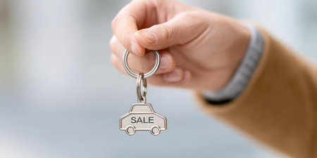 Car Shaped Keychain with Sale Textの素材