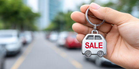 Car Sale Keychain Held Outdoorsの素材