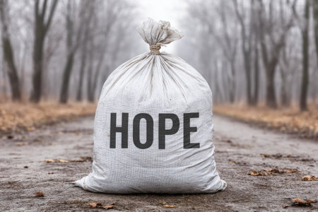 Hope Sack on a Misty Forest Pathの素材