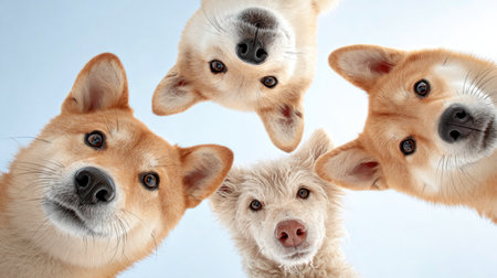 Curious Dogs Looking Down into Camera Lensの素材