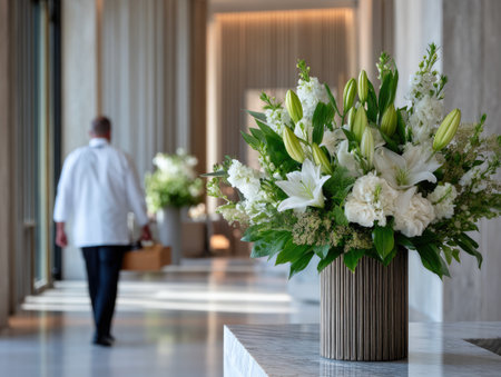 Luxury Flower Arrangement in Hotel Lobbyの素材
