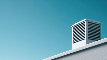 Single Rooftop Vent Against Clear Blue Skyの素材