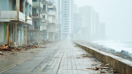 Devastated Urban Seaside with Abandoned Buildingsの素材