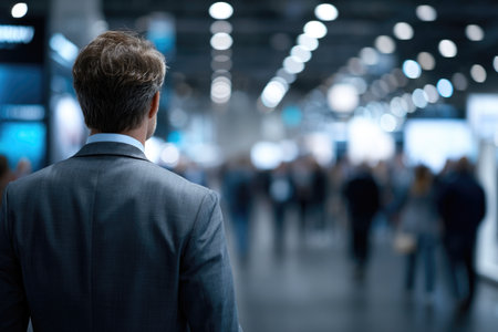 Businessman Attending Corporate Expo Eventの素材