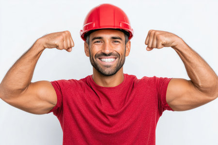 Energetic Builder Flexing with Smileの素材