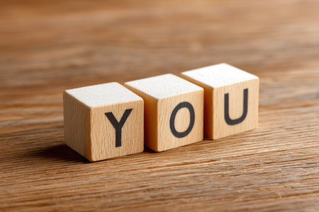 YOU Word on Wooden Cubes on Tableの素材