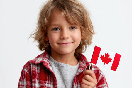 Happy Child with Canadian Flagの素材
