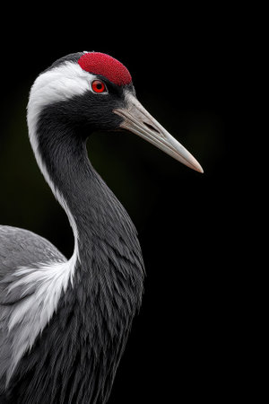 Portrait of a White-naped Craneの素材