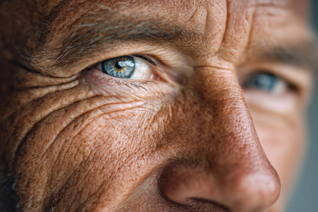 Blue-Eyed Senior Man Looking Aheadの素材