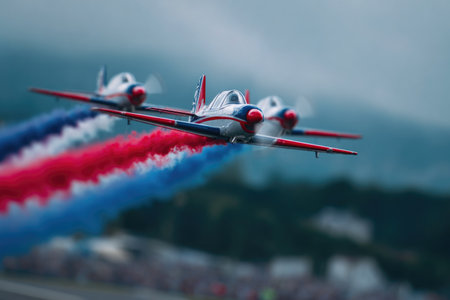 Aerobatic Team with Red, White, and Blue Smokeの素材
