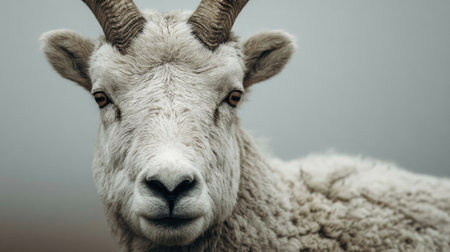 Close-up of mountain goat staringの素材