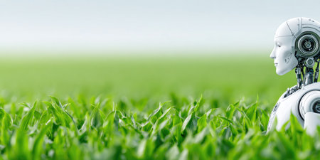 Futuristic Robot Watching Cropsの素材