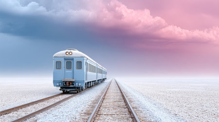 Desert Train with Dramatic Skyの素材