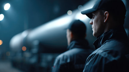 Security Personnel near Industrial Objectの素材