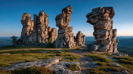 Majestic rock formations at sunsetの素材