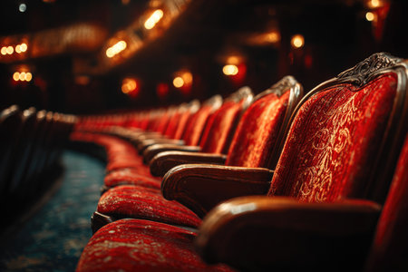 Vintage theater with red velvet seatsの素材