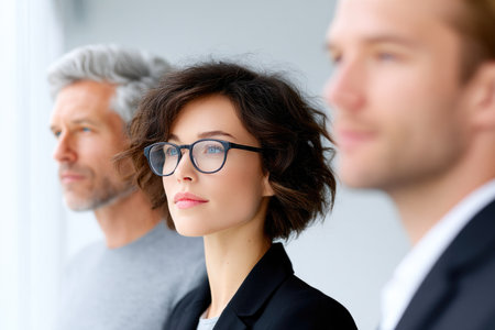 Focused business team looking aheadの素材